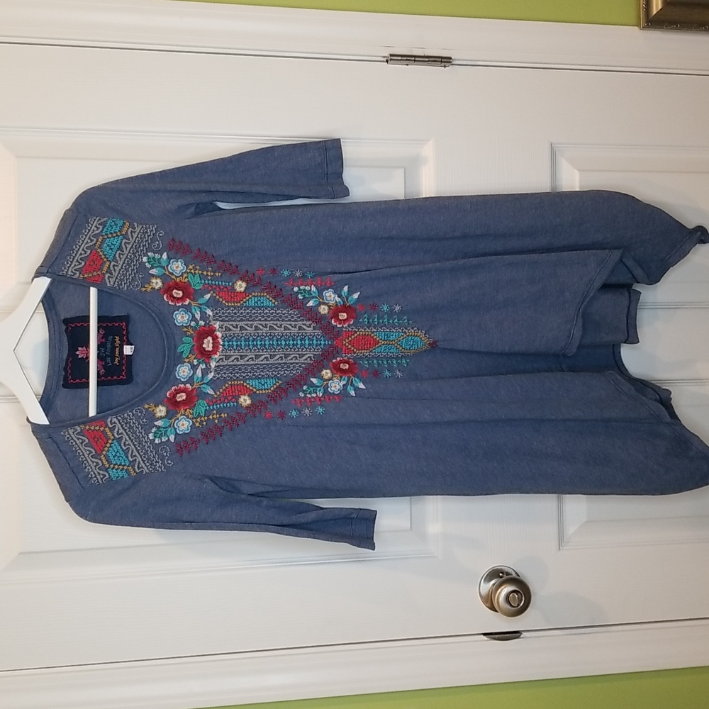 Johnny Was Vibrant Embroidered Tunic, Women's Size XS